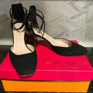 Kate Spade New York Opal Tortoise Block Heel Black Patent High Heels Size 9.5